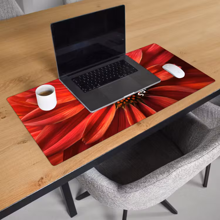 Bureau onderlegger - Close up - Bloem - Quote - Rood — 2