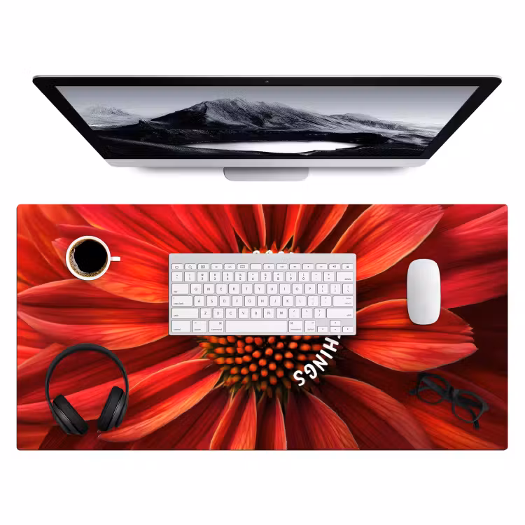Bureau onderlegger - Close up - Bloem - Quote - Rood — 3