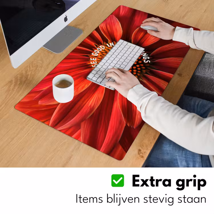Bureau onderlegger - Close up - Bloem - Quote - Rood — 5