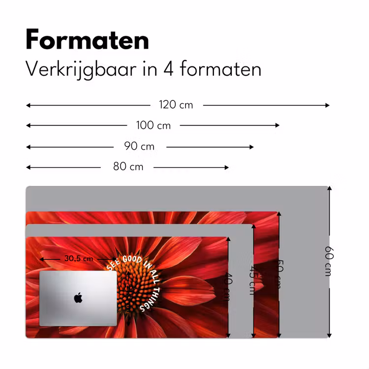 Bureau onderlegger - Close up - Bloem - Quote - Rood — 7