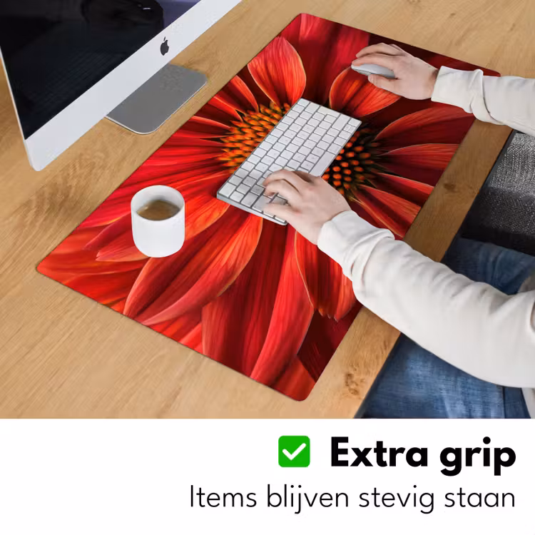Bureau onderlegger - Close up - Bloem- Rood — 5