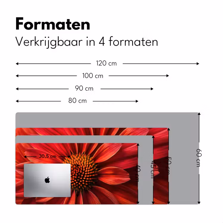 Bureau onderlegger - Close up - Bloem- Rood — 7