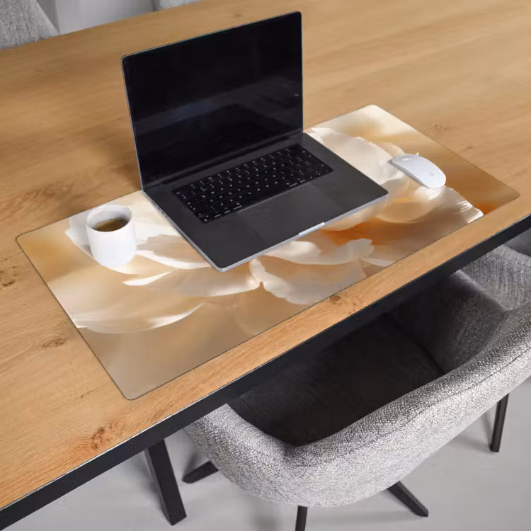 Bureau onderlegger - Close up - Pioenroos - Wit — 2