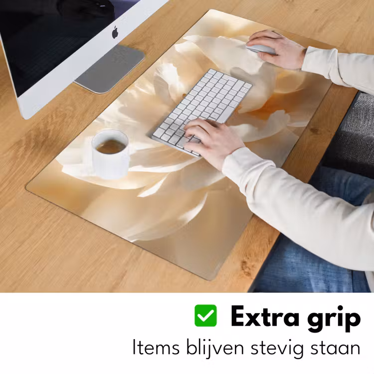 Bureau onderlegger - Close up - Pioenroos - Wit — 5
