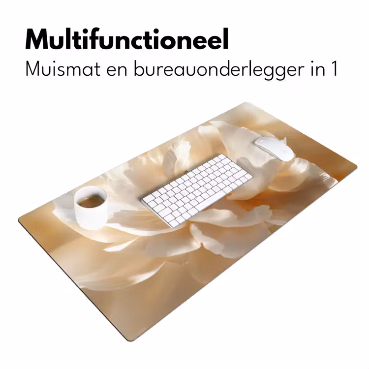 Bureau onderlegger - Close up - Pioenroos - Wit — 6