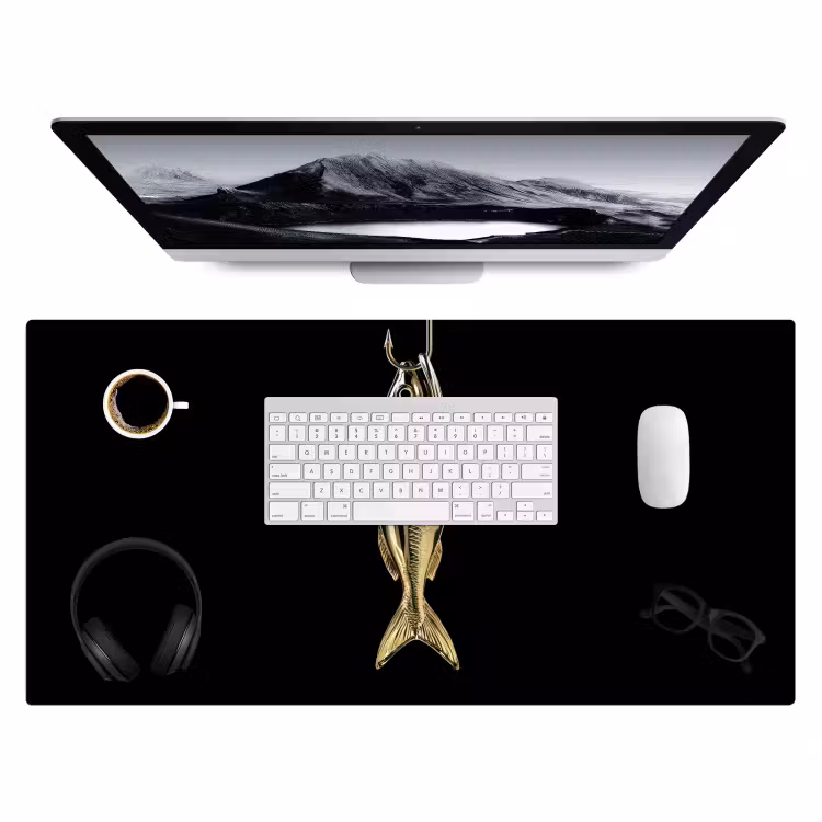 Bureau onderlegger - Goud - Vis - Haak - Zwart — 3