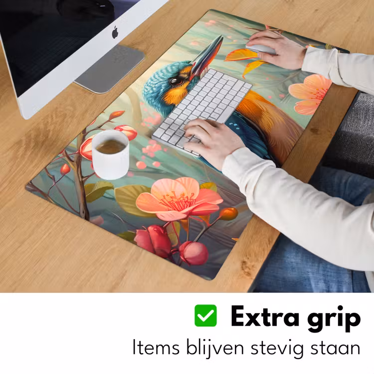 Bureau onderlegger - IJsvogel - Bloesem - Natuur - Vogels - Bloemen — 5