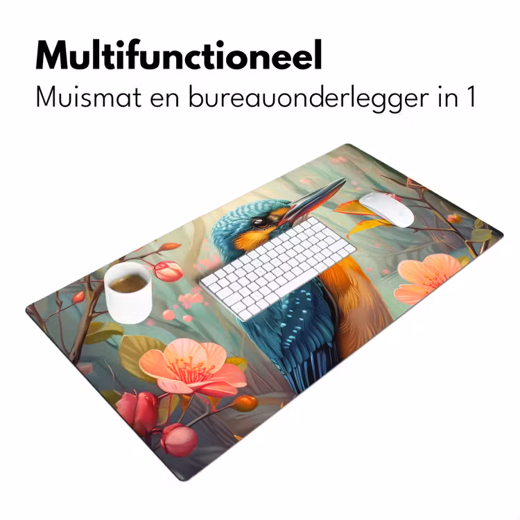 Bureau onderlegger - IJsvogel - Bloesem - Natuur - Vogels - Bloemen — 6