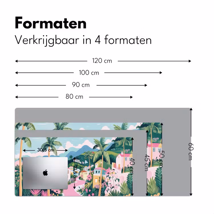 Bureau onderlegger - Kleurrijk - Huizen - Heuvels - Roze — 7