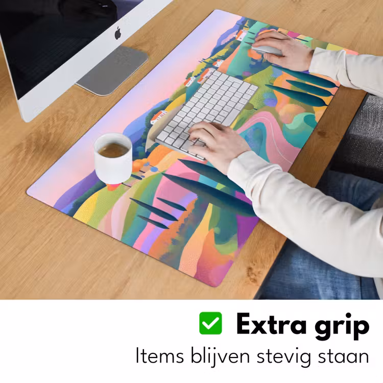 Bureau onderlegger - Landschap - Paars - Pastel - Huizen — 5