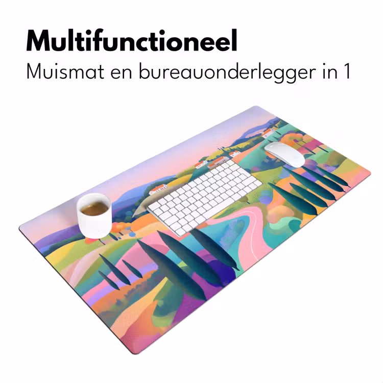 Bureau onderlegger - Landschap - Paars - Pastel - Huizen — 6
