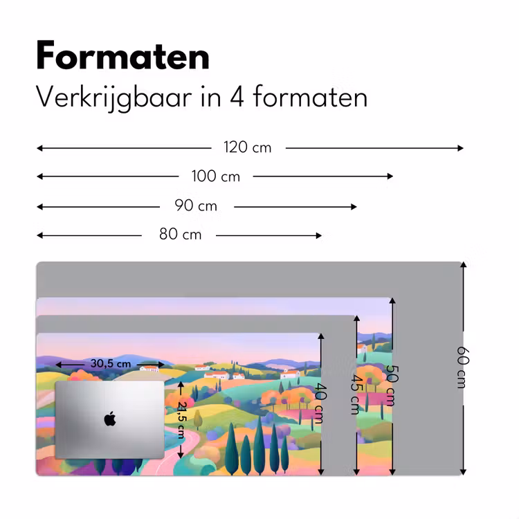 Bureau onderlegger - Landschap - Paars - Pastel - Huizen — 7