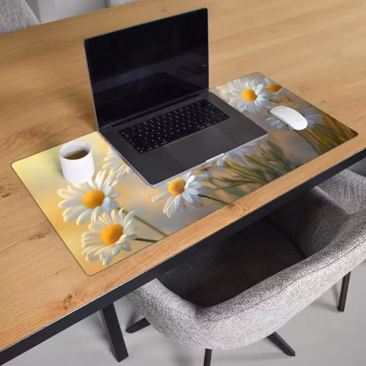 Bureau onderlegger - Madeliefjes - Wit - Zonlicht — 2