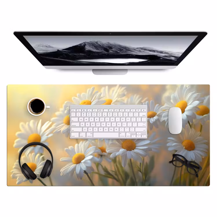 Bureau onderlegger - Madeliefjes - Wit - Zonlicht — 3