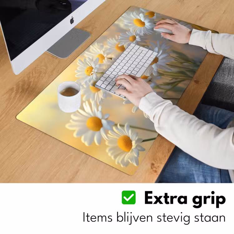 Bureau onderlegger - Madeliefjes - Wit - Zonlicht — 5