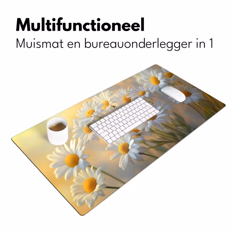 Bureau onderlegger - Madeliefjes - Wit - Zonlicht — 6