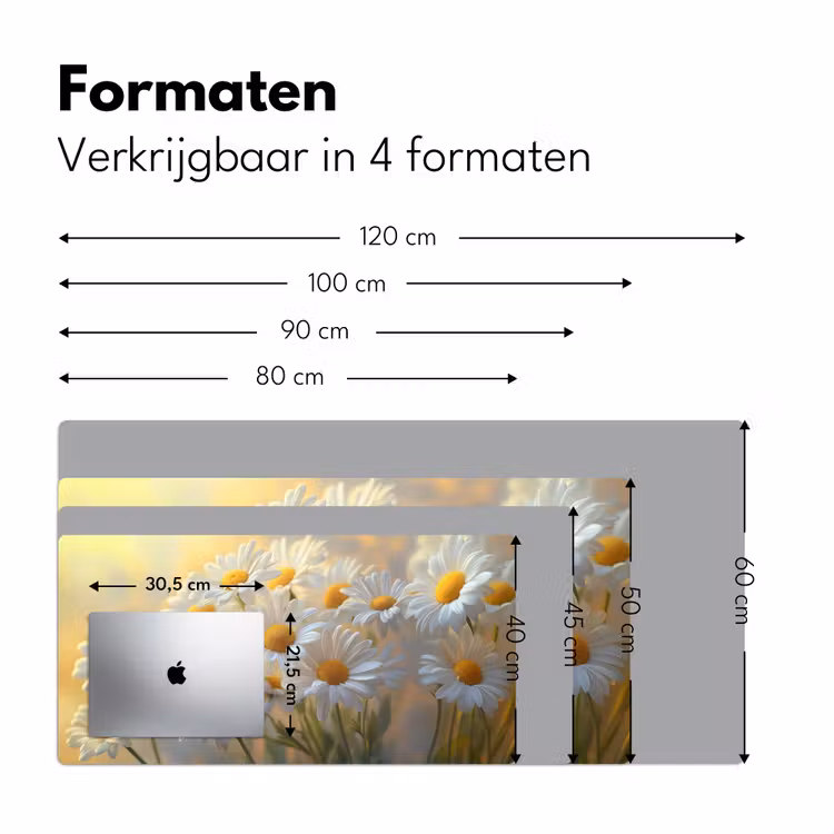 Bureau onderlegger - Madeliefjes - Wit - Zonlicht — 7