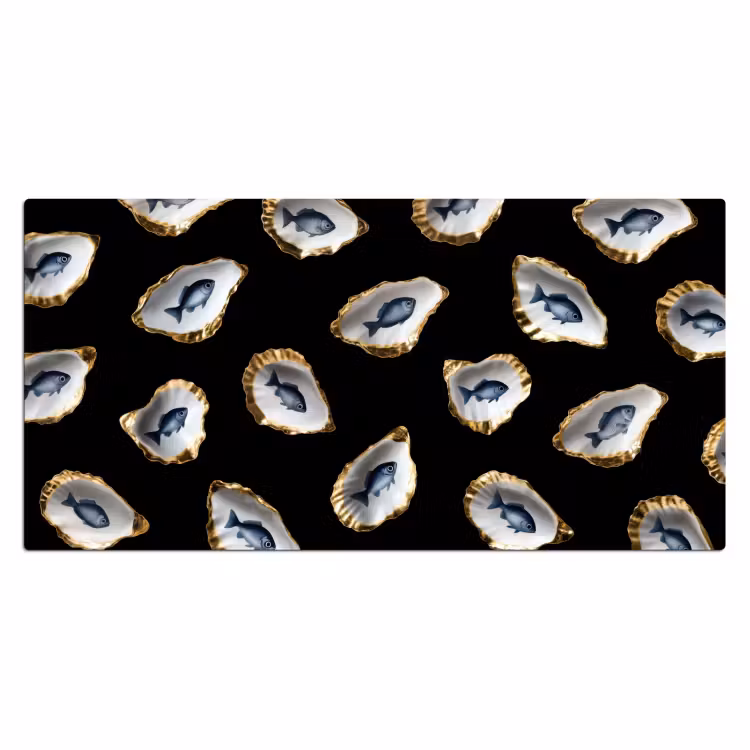 Bureau onderlegger - Oesters - Vissen - Blauw - Goud — 1