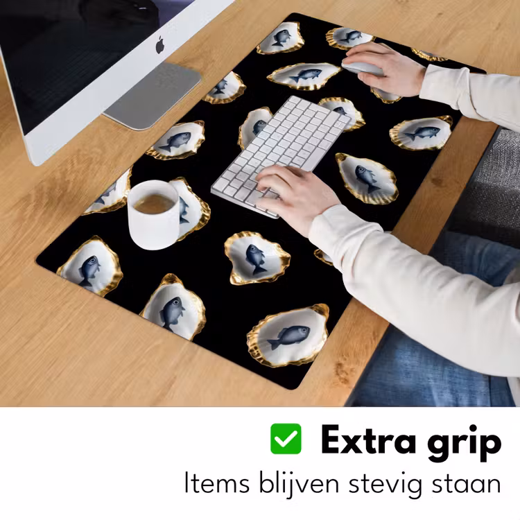 Bureau onderlegger - Oesters - Vissen - Blauw - Goud — 5