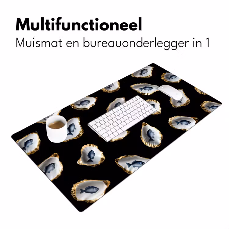 Bureau onderlegger - Oesters - Vissen - Blauw - Goud — 6