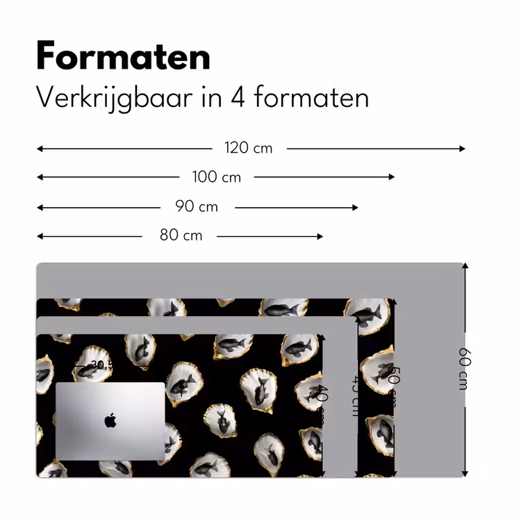 Bureau onderlegger - Oesters - Zwart - Vissen - Goud — 7