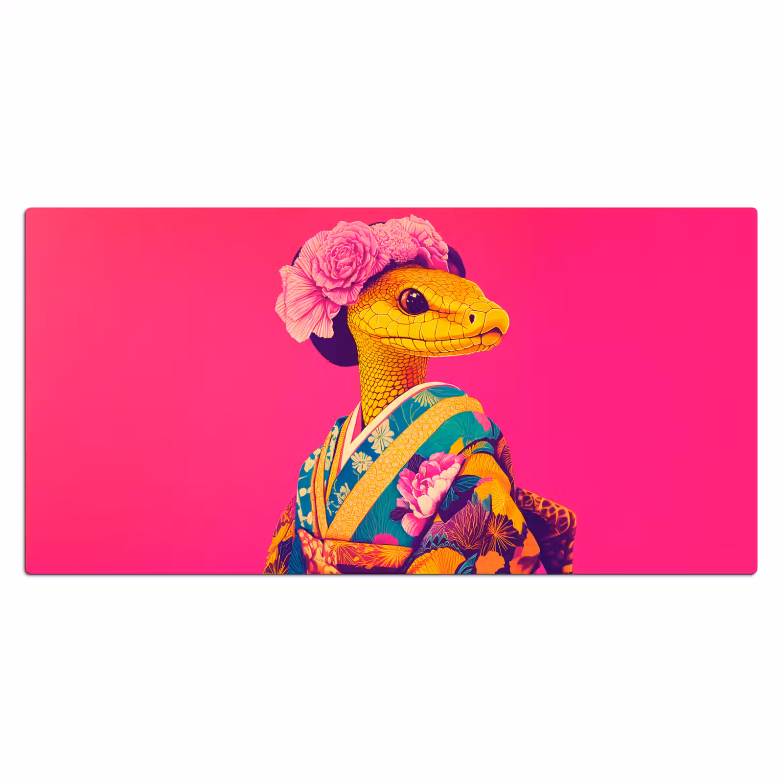 Bureau onderlegger - Hagedis - Bloemen - Roze - Kimono — 1