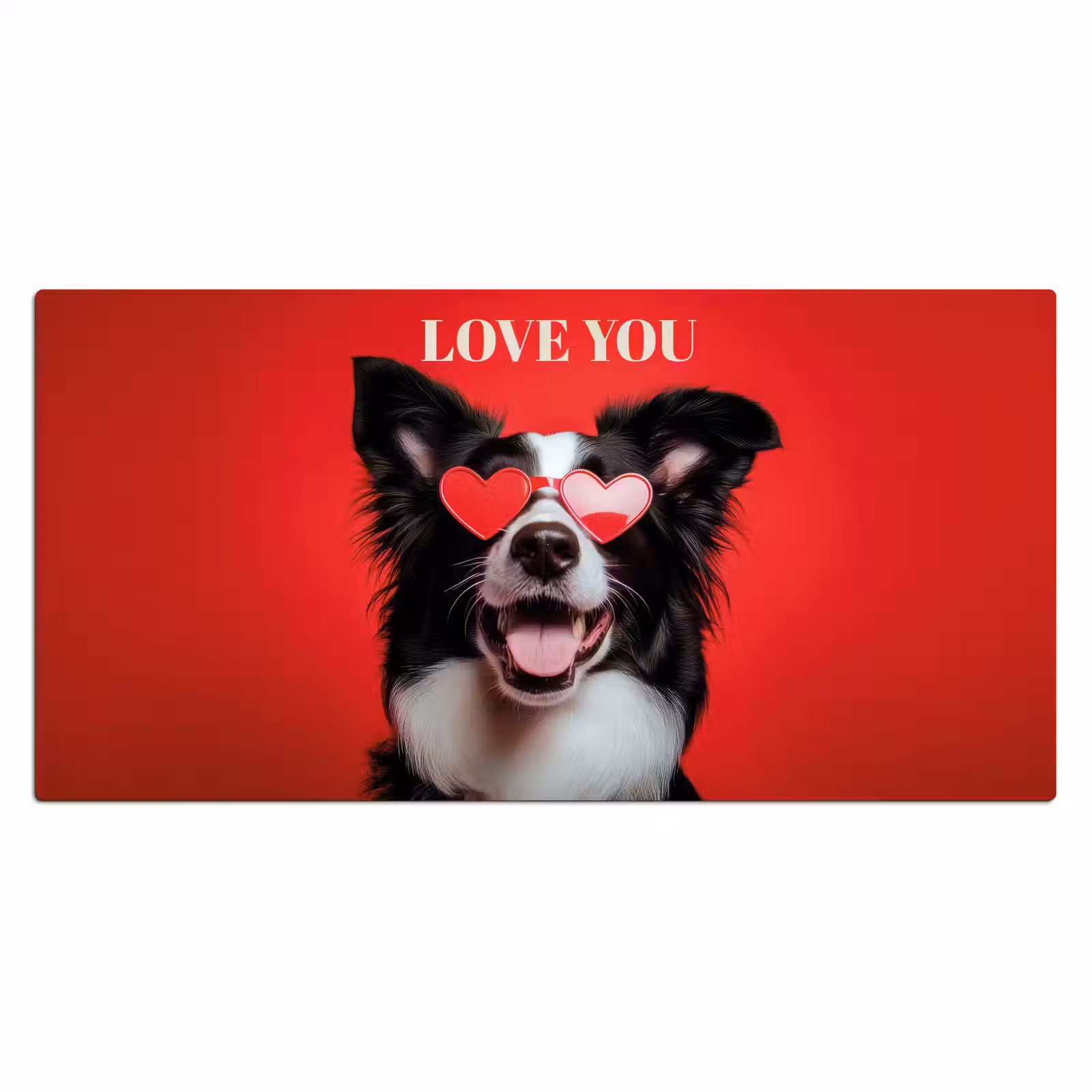 Bureau onderlegger - Hond - Hartjesbril - Loveyou - Rood — 1