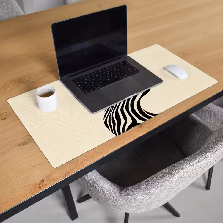 Bureau onderlegger - Beige - Lijnen - Golvend - Abstract — 2
