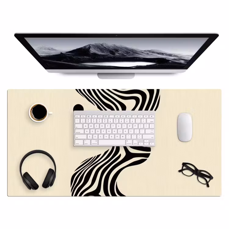 Bureau onderlegger - Beige - Lijnen - Golvend - Abstract — 3