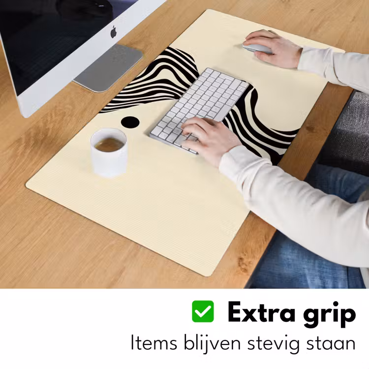 Bureau onderlegger - Beige - Lijnen - Golvend - Abstract — 5