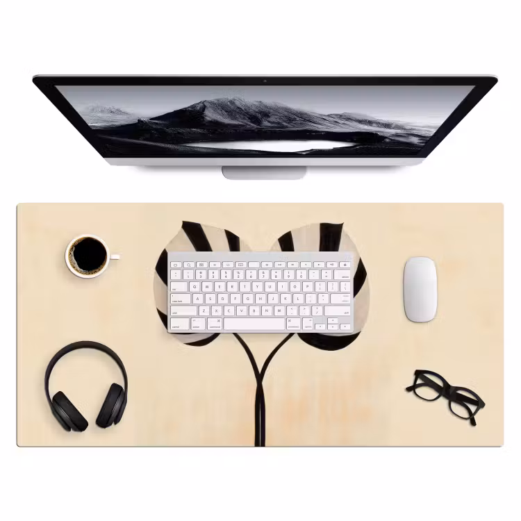 Bureau onderlegger - Bladeren - Gestreept - Stengel - Beige — 3