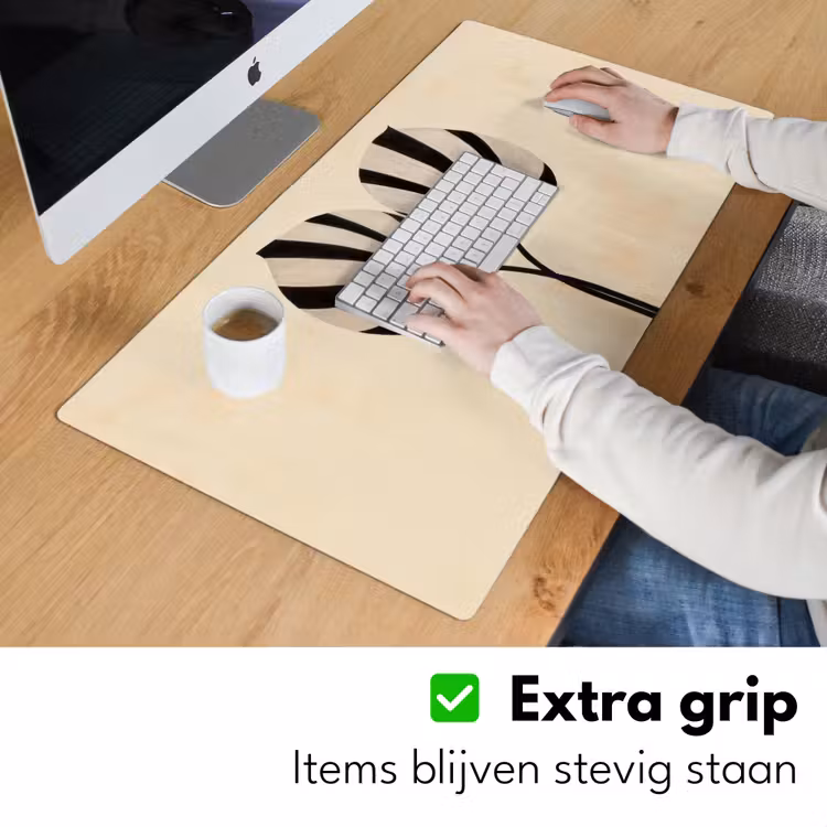 Bureau onderlegger - Bladeren - Gestreept - Stengel - Beige — 5