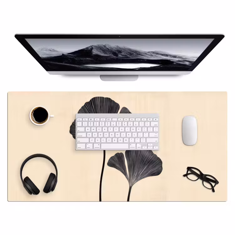 Bureau onderlegger - Bladeren - Minimalistisch - Zwart — 3