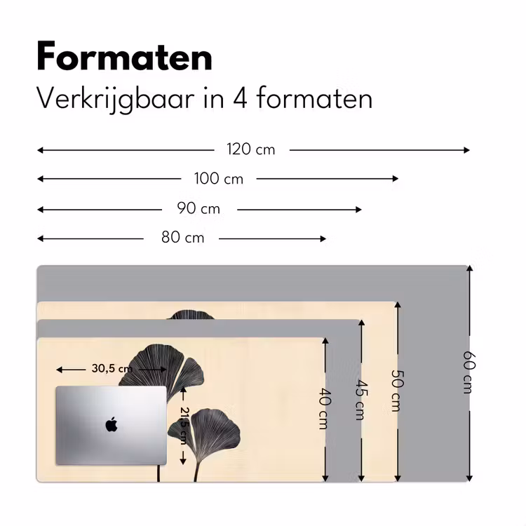 Bureau onderlegger - Bladeren - Minimalistisch - Zwart — 7
