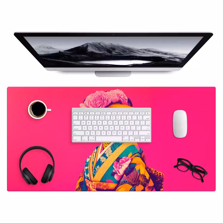 Bureau onderlegger - Hagedis - Bloemen - Roze - Kimono — 3