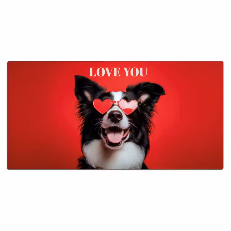 Bureau onderlegger - Hond - Hartjesbril - Loveyou - Rood — 1