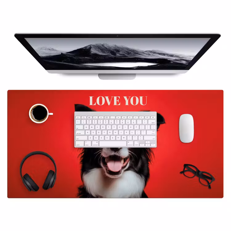 Bureau onderlegger - Hond - Hartjesbril - Loveyou - Rood — 3