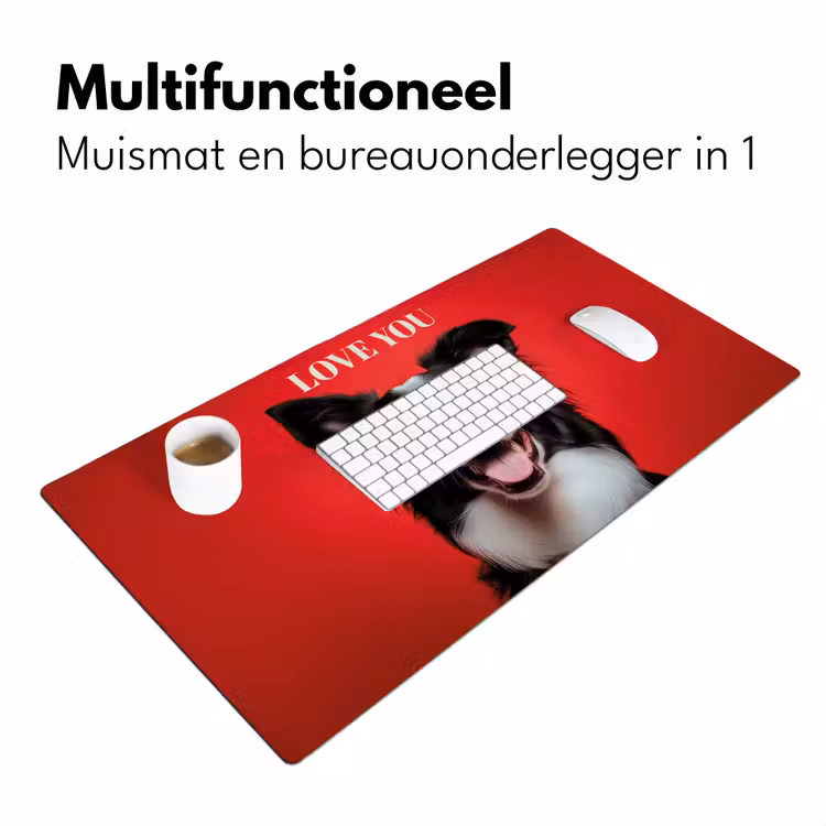 Bureau onderlegger - Hond - Hartjesbril - Loveyou - Rood — 6
