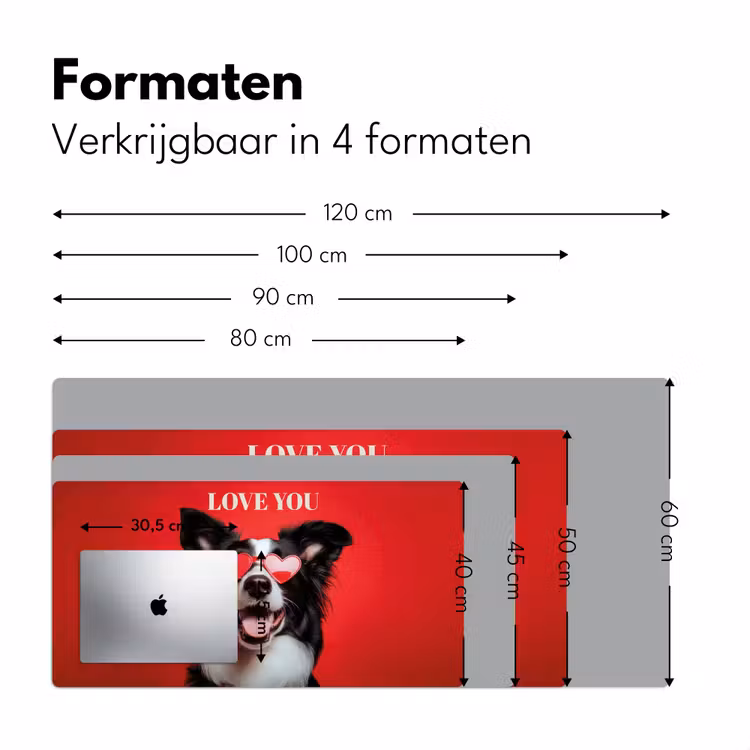 Bureau onderlegger - Hond - Hartjesbril - Loveyou - Rood — 7