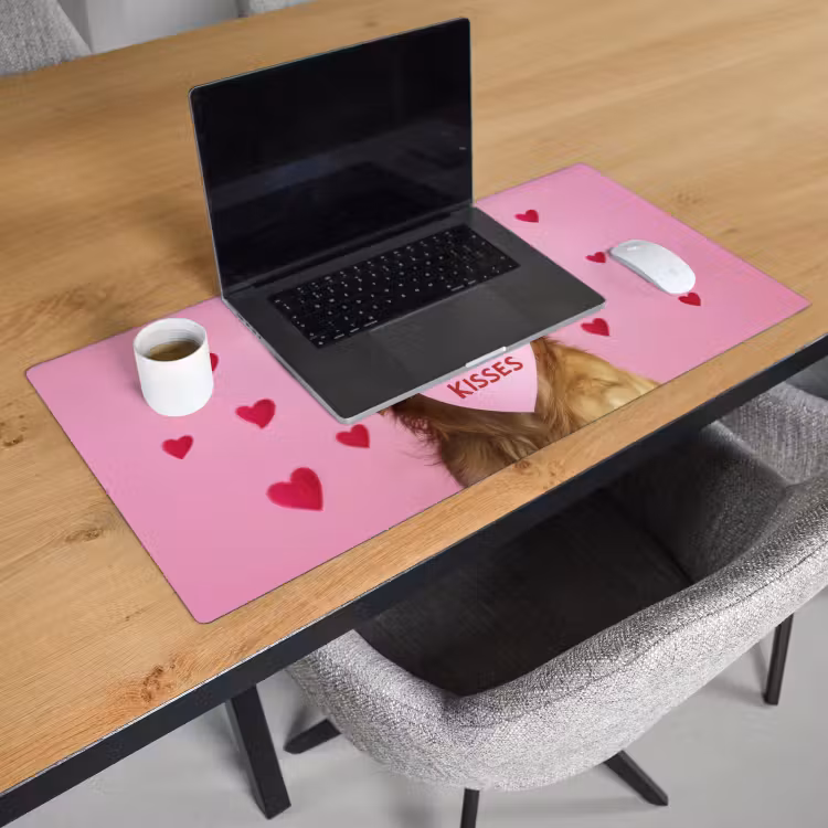 Bureau onderlegger - Hond - Kiss- Valentijn - Hartjes — 2