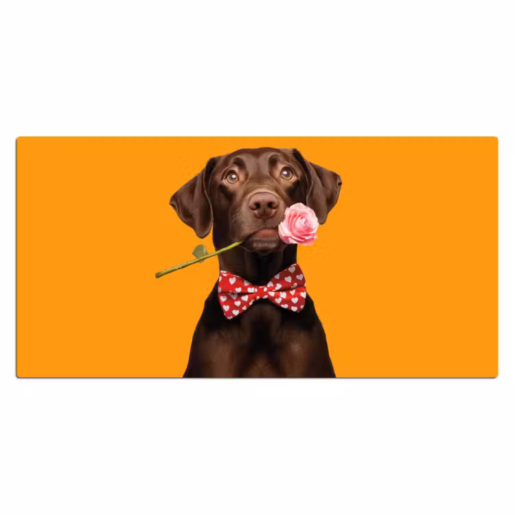 Bureau onderlegger - Hond - Oranje - Roos - Valentijn — 1