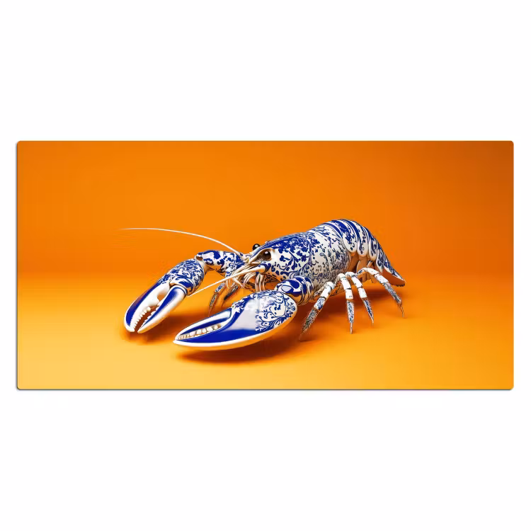Bureau onderlegger - Kreeft - Delftsblauw - Schild - Stoer - Oranje — 1
