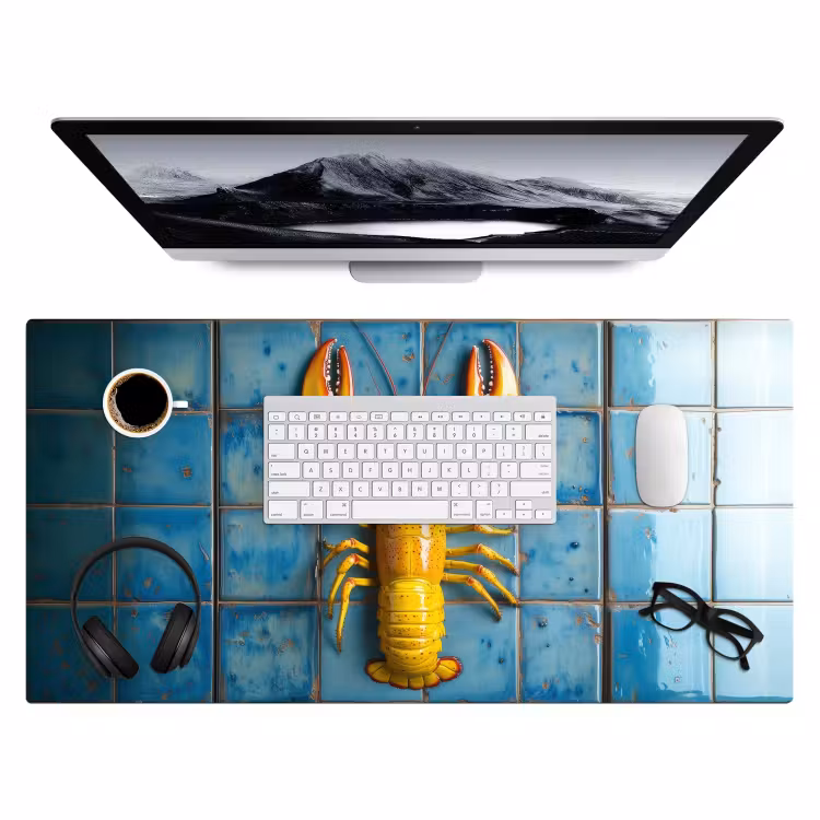 Bureau onderlegger - Kreeft - Geel - Blauw - Tegels — 3
