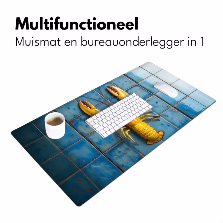 Bureau onderlegger - Kreeft - Geel - Blauw - Tegels — 6