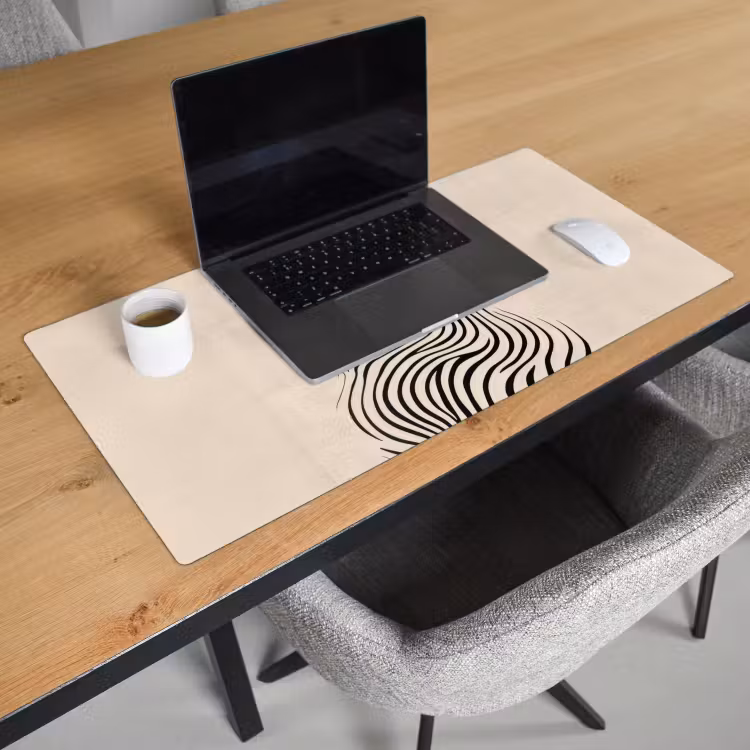 Bureau onderlegger - Lijnen - Abstract - Golvend - Zwart — 2
