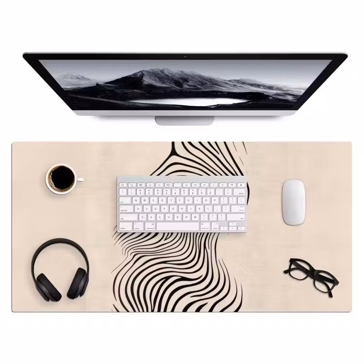 Bureau onderlegger - Lijnen - Abstract - Golvend - Zwart — 3