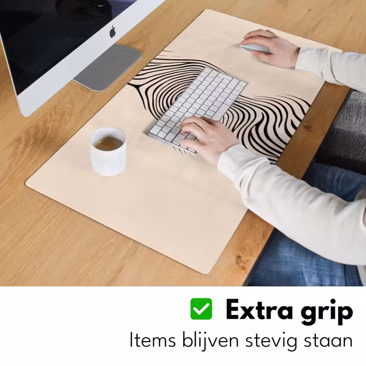 Bureau onderlegger - Lijnen - Abstract - Golvend - Zwart — 5
