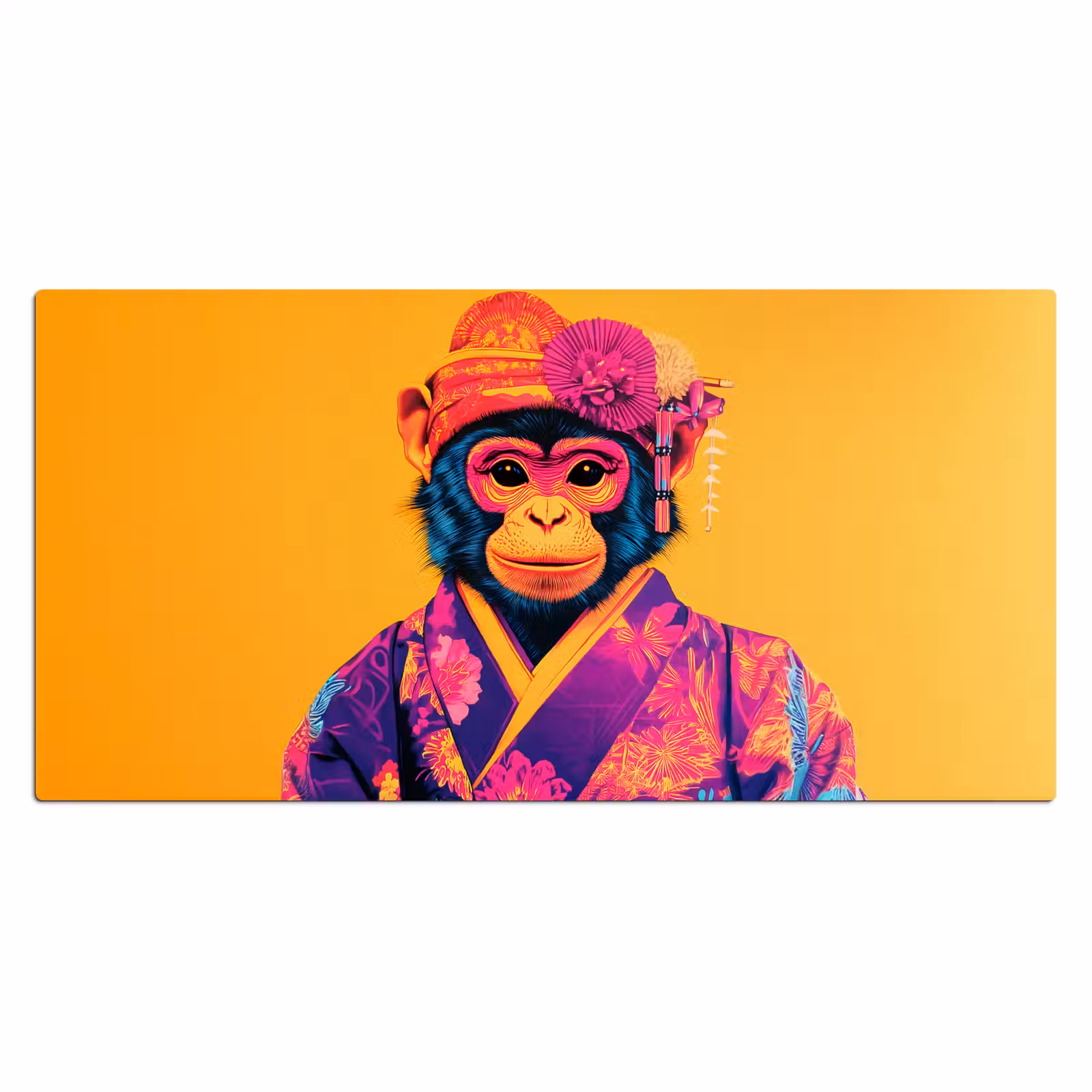 Bureau onderlegger - Aap - Kimono - Bloemen - Hoofdtooi — 1