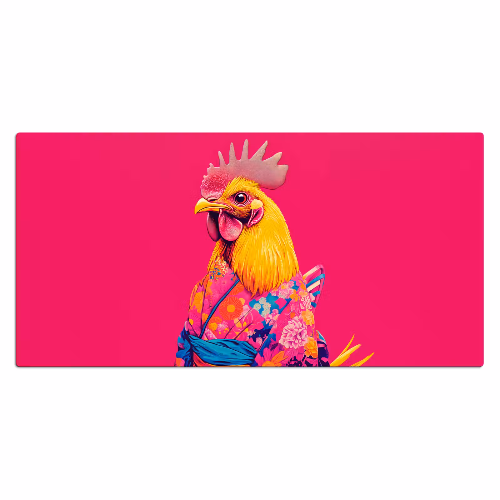 Bureau onderlegger - Haan - Kleurrijk - Kimono - Roze — 1