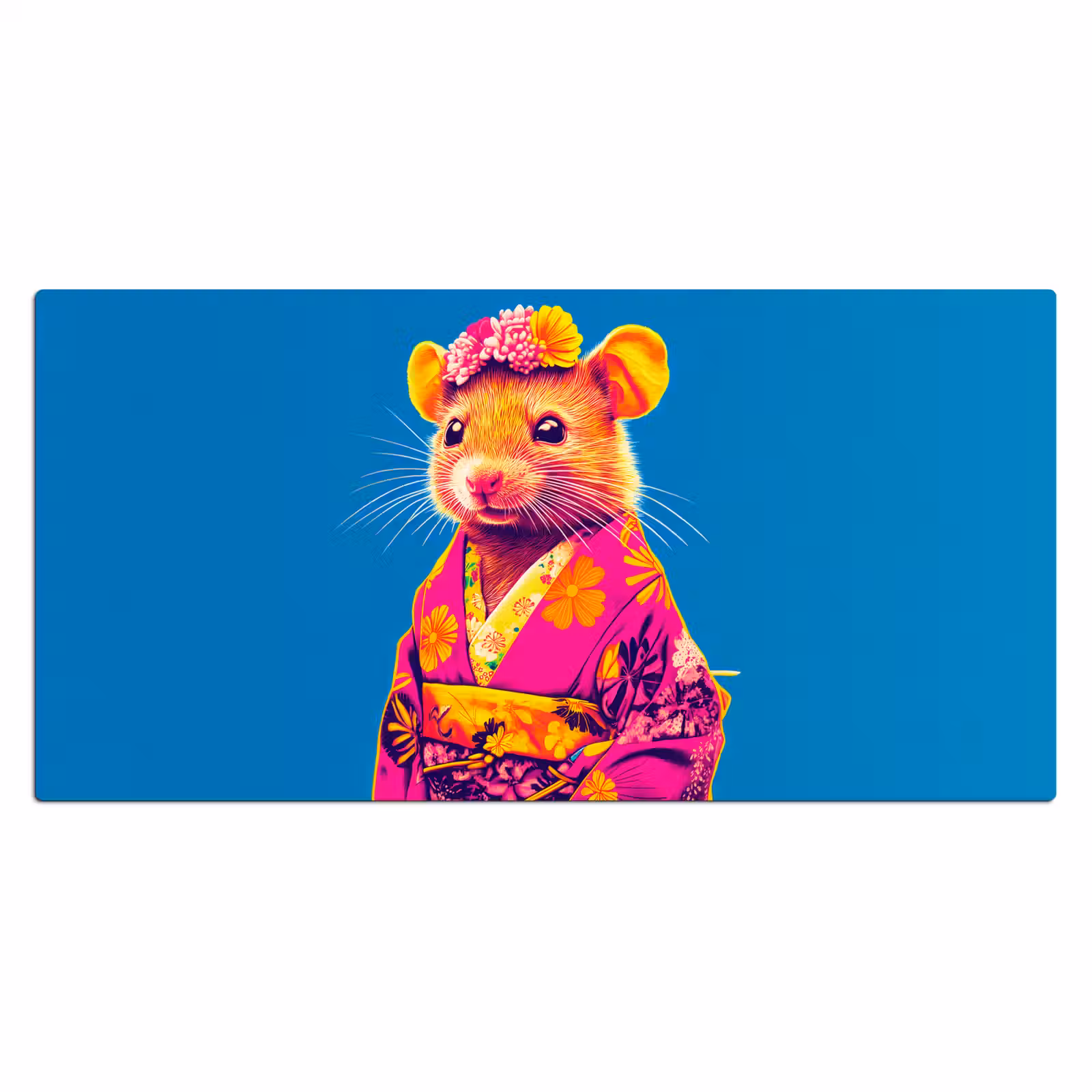 Bureau onderlegger - Muis - Kimono - Bloemen - Blauw — 1